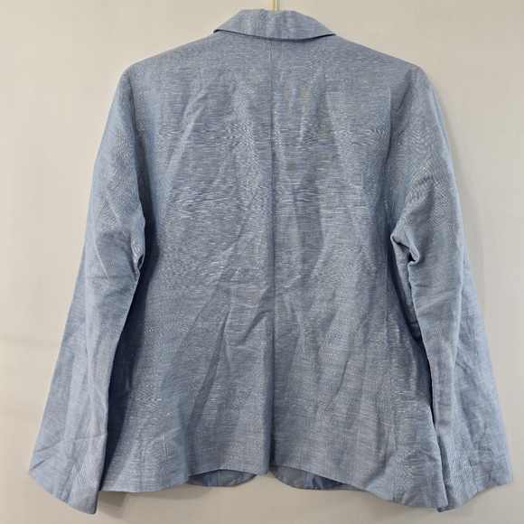GAP Linen Cotton Blazer Chambray Light Blue Lined Single One Button NWT Size 14 - Picture 5 of 10